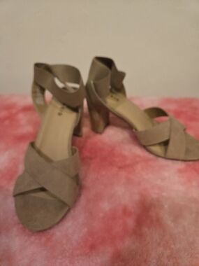 torrid Taupe Suede Crisscross Block Heel Sandals